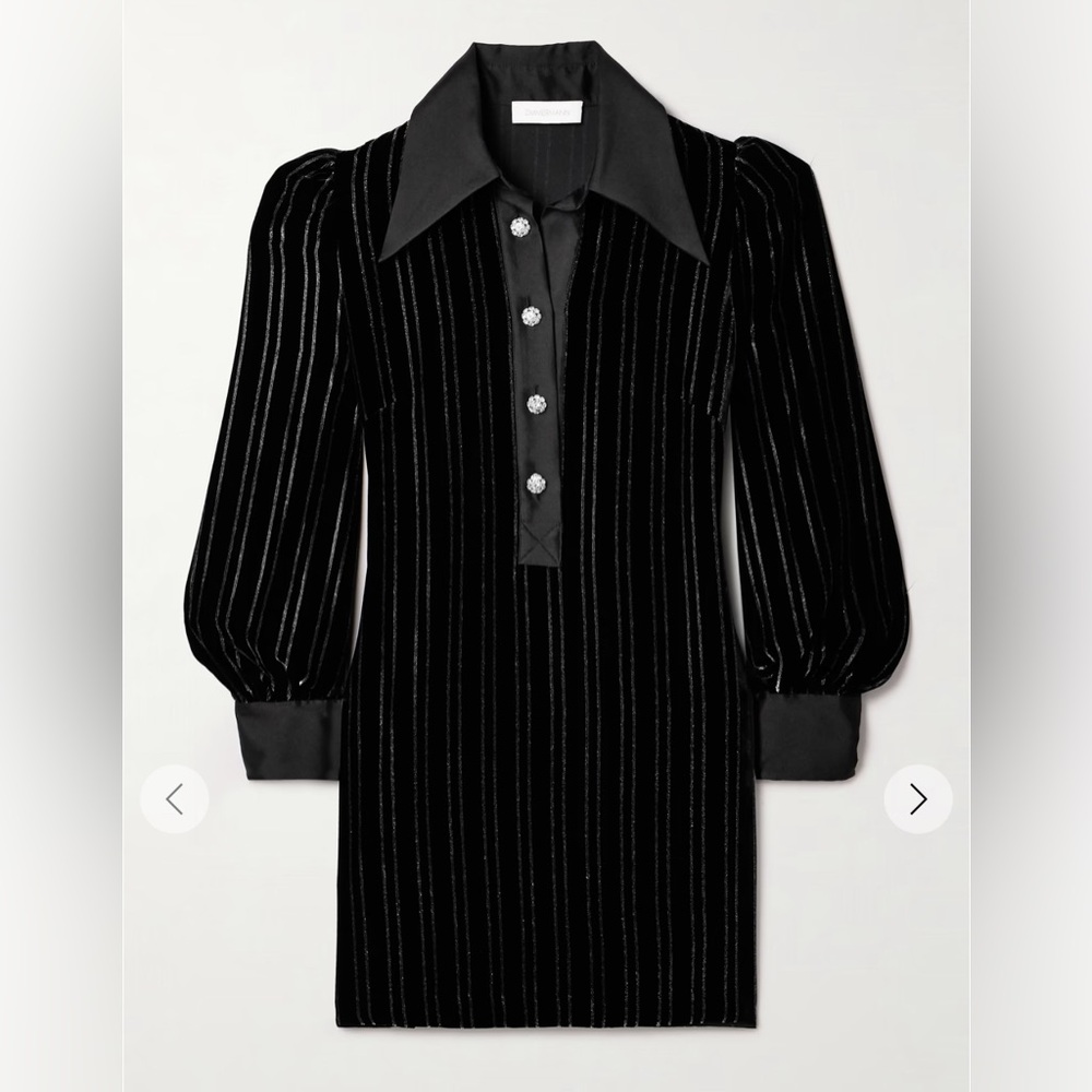 NWT Zimmermann Illustration crystal button metallic striped velvet mini dress 0